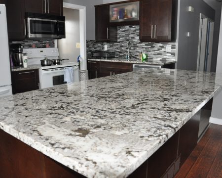 White Granite Kitchen Island Counter